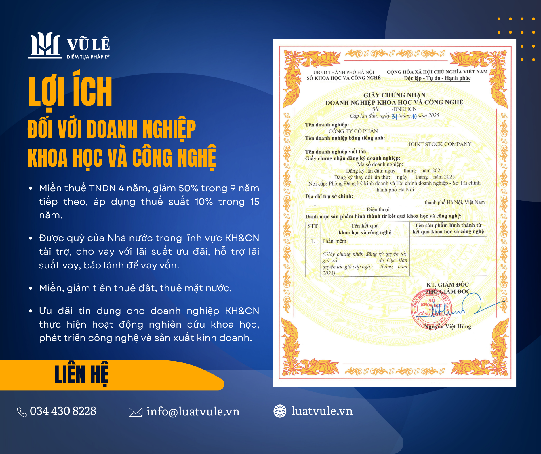 Lợi ích đối với doanh nghiệp khoa học và công nghệ 9 Lợi ích đối với doanh nghiệp khoa học và công nghệ