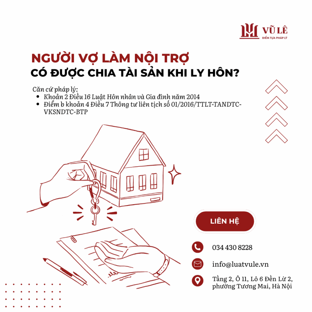 Người vợ làm nội trợ được chia tài sản khi ly hôn? 1 FB HNGD.10
